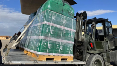 الطائرة الإغاثية السعودية الـ 77 تصل العريش لدعم غزة