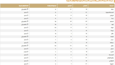 طقس السعودية اليوم: الدمام 23 مئوية وتحذيرات من الضباب والأمطار
