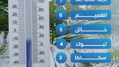 سكاكا الأبرد بـ 3 درجات.. قائمة أقل درجات الحرارة بالسعودية