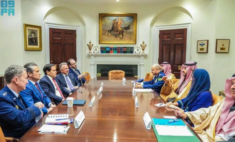 The Saudi Defense Minister discusses peace efforts in the region with his American counterpart