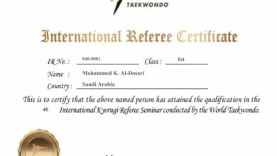 ترقية الحكم محمد الدوسري لدرجة أولى بالاتحاد العالمي للتايكوندو