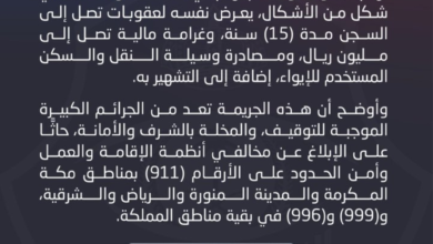 ضبط مواطن آوى 47 مخالفاً بالرياض: السجن 15 سنة وغرامة مليونية