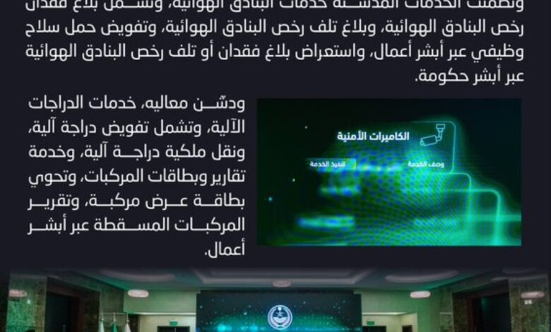 الأمن العام يدشن خدمات جديدة عبر أبشر للكاميرات والأسلحة