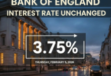 بنك إنجلترا يثبت الفائدة عند 3.75% وتراجع الإسترليني