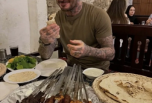 David Beckham bakes at an Iranian restaurant in Doha, sparking a reaction from the public