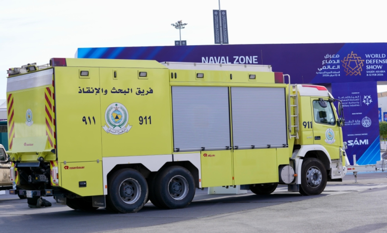 Civil Defense showcases its landslide intervention truck at the Defense Exhibition 2026