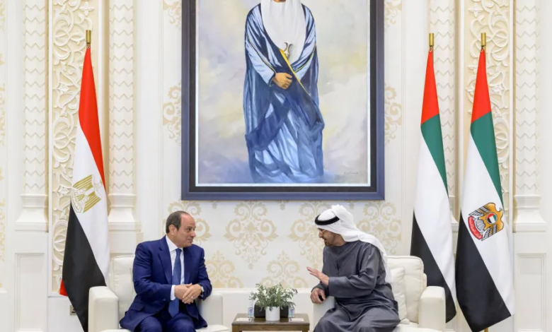 محمد بن زايد والسيسي يبحثان تعزيز التعاون ورفض التصعيد