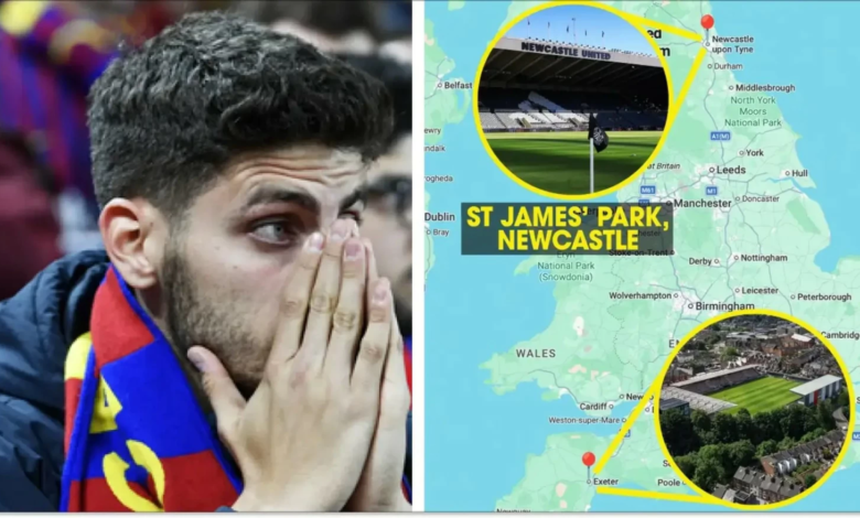 خطأ GPS يقود مشجعاً لبرشلونة لملعب خاطئ بدلاً من نيوكاسل