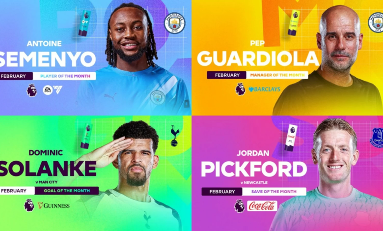 جوائز البريميرليغ: سيمينيو لاعب الشهر وغوارديولا أفضل مدرب