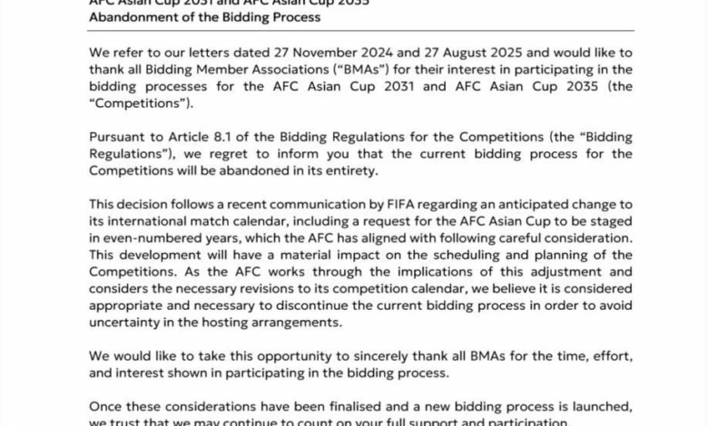 FIFA requests adjustments to the dates of Asian tournaments for even-numbered years