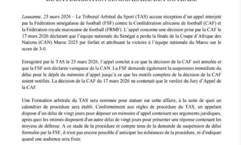 السنغال تطعن بقرار نهائي أمم أفريقيا 2025 أمام كاس