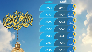 مواعيد الإمساك والإفطار 15 رمضان في السعودية