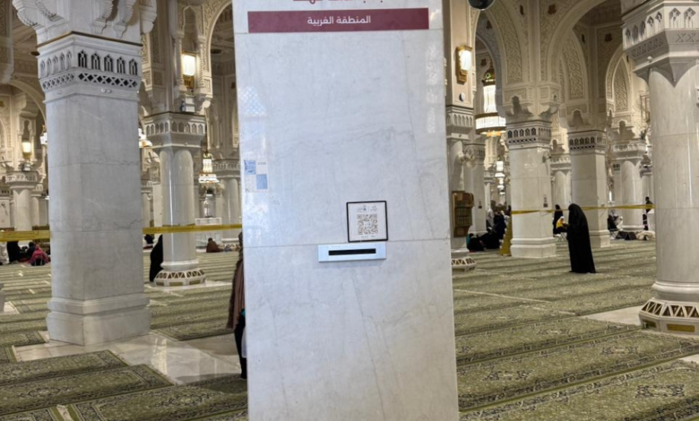 The project to label the columns in the Grand Mosque with 350 directional signs