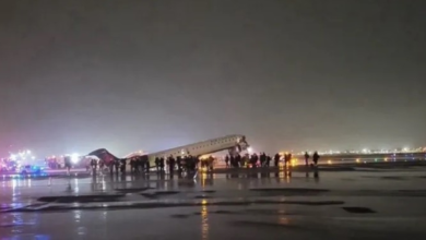 A collision at LaGuardia Airport in New York halts air traffic