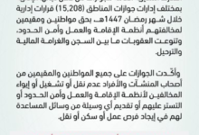 الجوازات تصدر 15 ألف قرار بحق المخالفين: سجن وغرامة