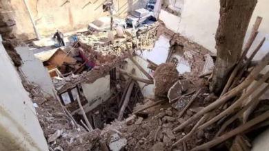 تضرر منازل صنعاء التاريخية جراء الأمطار الغزيرة اليوم