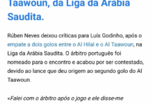 روبن نيفيز يهاجم التحكيم: هدف التعاون الثاني غير شرعي