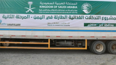 وصول 9 شاحنات إغاثية سعودية إلى عدن لدعم الشعب اليمني