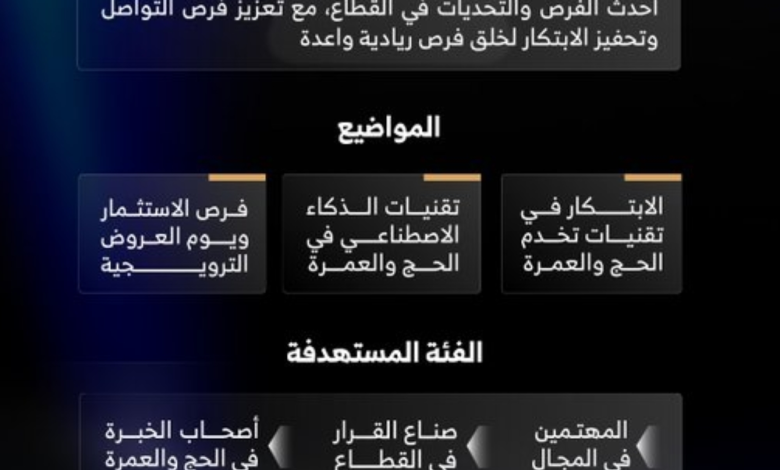 إطلاق سلسلة لقاءات تقنية الحج والعمرة لدعم رواد الأعمال