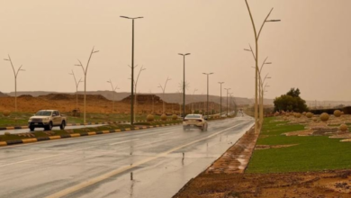 أمطار غزيرة وعواصف رعدية تضرب منطقتي الجوف والباحة