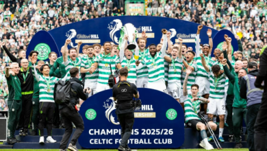 Celtic crowned Scottish champions for the 56th time after defeating Hearts