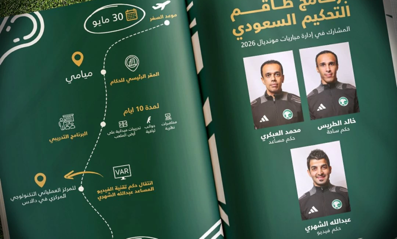 طاقم التحكيم السعودي يبدأ رحلة الإعداد لمونديال 2026 في أمريكا