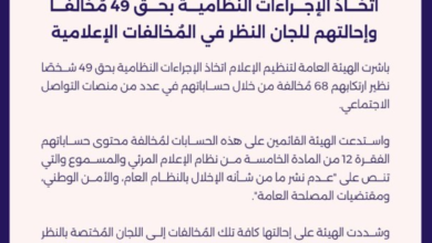تنظيم الإعلام تستدعي مخالفين لمحتوى يمس الأمن الوطني السعودي