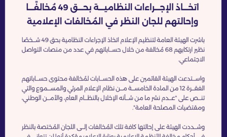 Media regulator summons violators of content that threatens national security