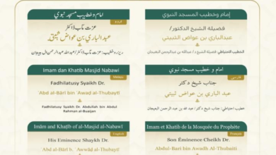 Friday sermon speakers at the Two Holy Mosques for the 28th of Dhul-Qa'dah 1445