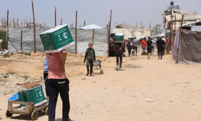 Saudi aid to Gaza: Food baskets distributed in Khan Younis