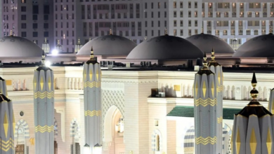 27 domes and 250 umbrellas enhance comfort in the Prophet's Mosque