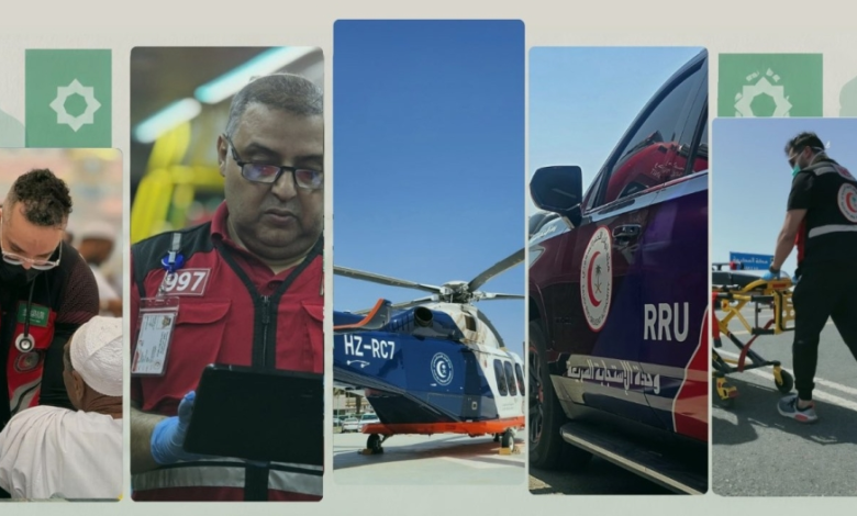 جهود الهلال الأحمر لتأمين المسار الإسعافي للحجاج بطريق الهجرة