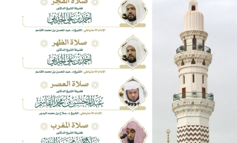 The schedule of Imams of the Two Holy Mosques for Hajj week has been approved, with the participation of a select group of sheikhs