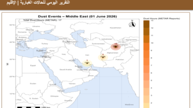 Dust storms in Iran and Uzbekistan, clear skies in the Kingdom