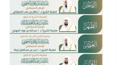 جدول أئمة الحرمين الشريفين حتى 5 محرم 1448 - تعرف على الأئمة