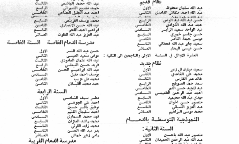 أوائل طلاب مدارس قطاع الدمام قبل 60 عامًا | وثيقة تاريخية