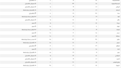 درجات الحرارة العظمى في السعودية: الأحساء تسجل 49 درجة
