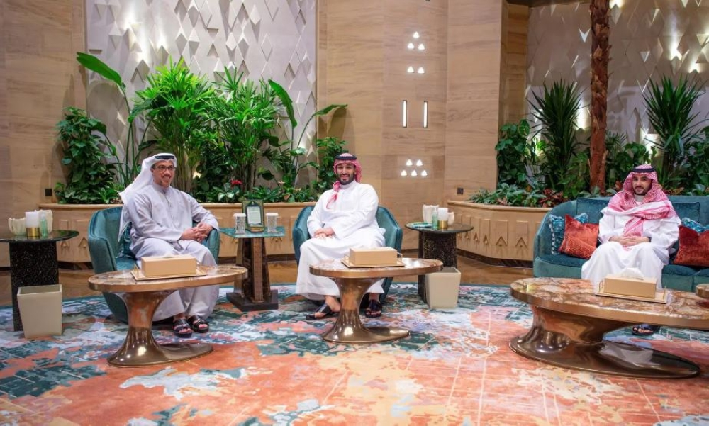 سمو ولي العهد يلتقي الشيخ منصور بن زايد آل نهيان - واس